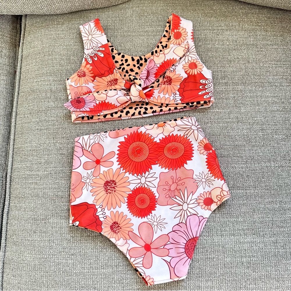 Two piece toddler reversible swim set 4-5T